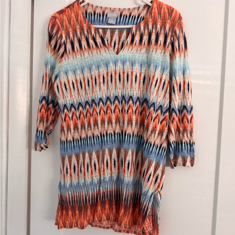 Chicos Vibrant Multicolor Patterned Women's Top